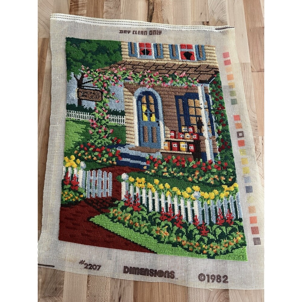 Vintage 80s Completed Needlepoint Jam & Jellies Dimensions #2207 14" x 18"